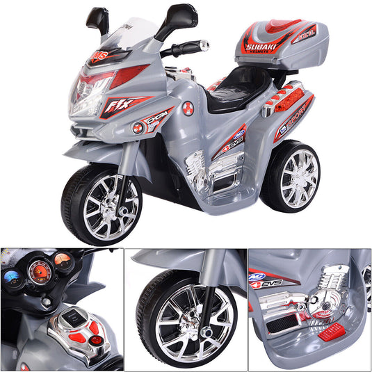 Electric 3-Wheel Ride On Motorcycle for Kids - Gray