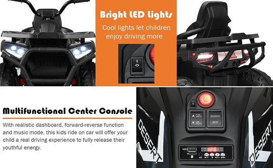 Electric 4-Wheeler ATV for Kids with 2 Speeds and LED Lights