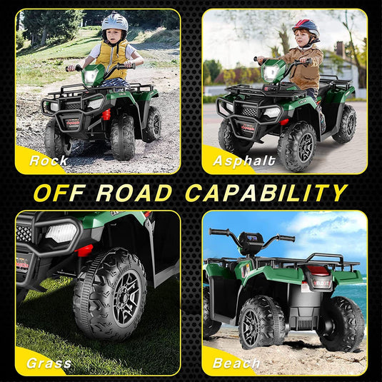 Electric 4-Wheeler ATV Quad Car Toy with LED Lights and MP3 Player for Kids - Perfect Gift for Boys and Girls (12V)