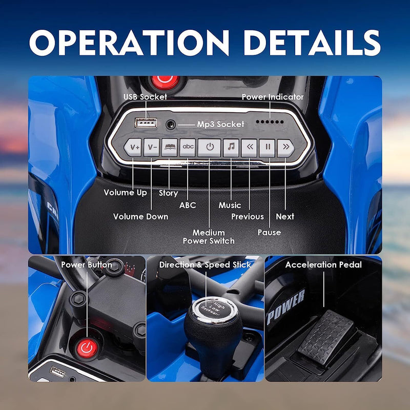 Load image into Gallery viewer, Electric 4-Wheeler ATV Quad for Kids with 2 Speeds, MP3 Player, and LED Lights
