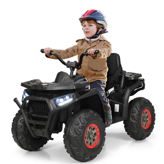 Electric 4-Wheeler ATV Quad for Kids with 2 Speeds, MP3 Player, and LED Lights - Black