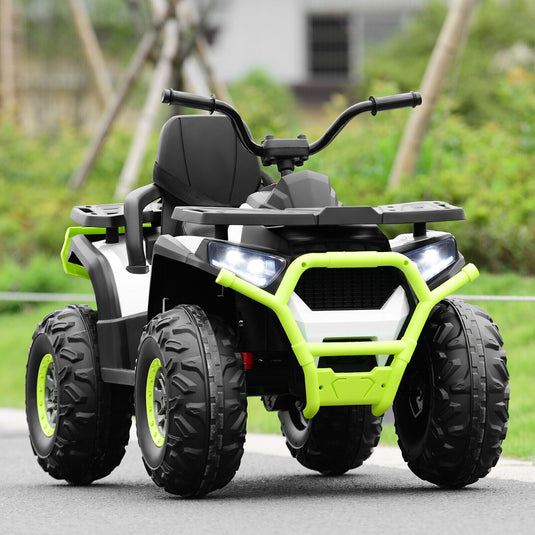 Electric 4-Wheeler ATV Quad for Kids with 2 Speeds, MP3 Player, and LED Lights - White