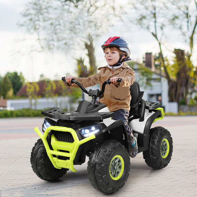 Load image into Gallery viewer, Electric 4-Wheeler ATV Quad for Kids with 2 Speeds, MP3 Player, and LED Lights - White
