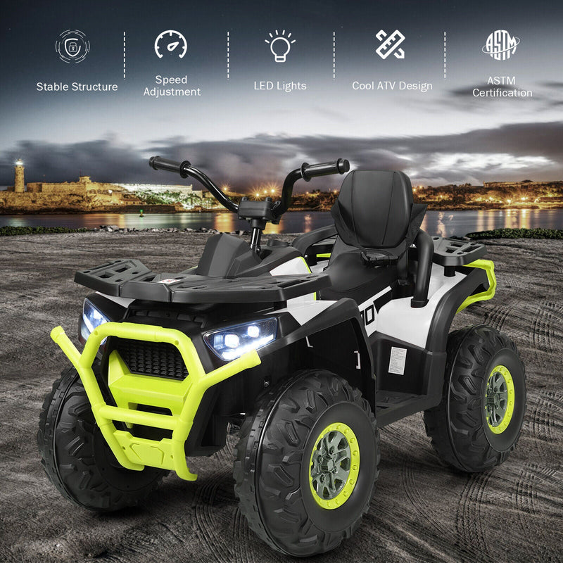 Load image into Gallery viewer, Electric 4-Wheeler ATV Quad for Kids with 2 Speeds, MP3 Player, and LED Lights - White
