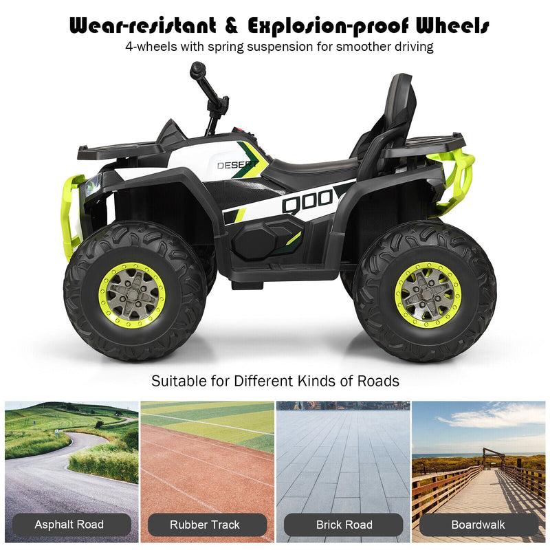 Load image into Gallery viewer, Electric 4-Wheeler ATV Quad for Kids with 2 Speeds, MP3 Player, and LED Lights - White
