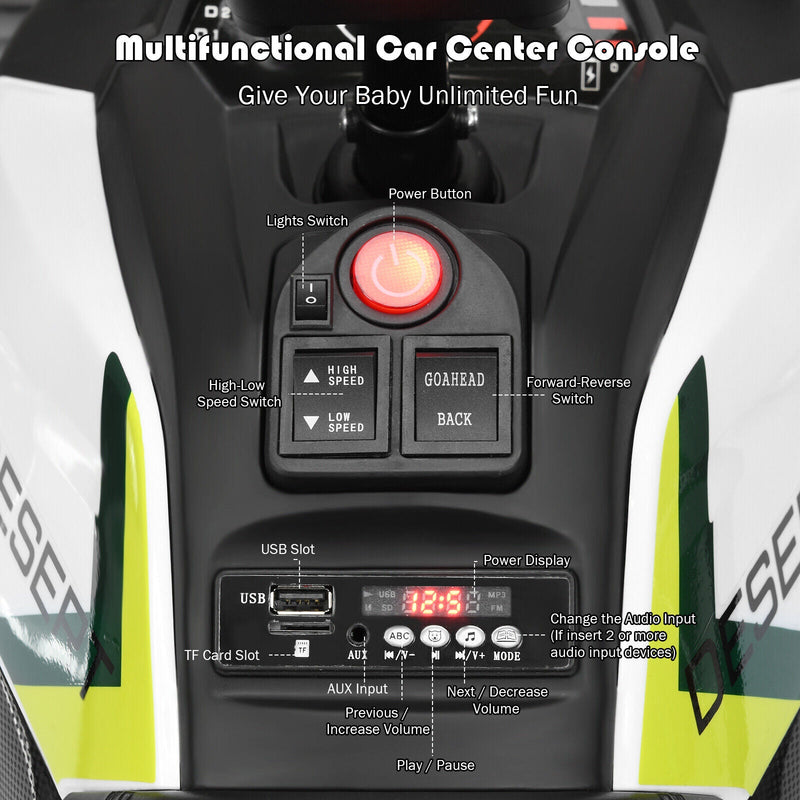 Load image into Gallery viewer, Electric 4-Wheeler ATV Quad for Kids with 2 Speeds, MP3 Player, and LED Lights - White
