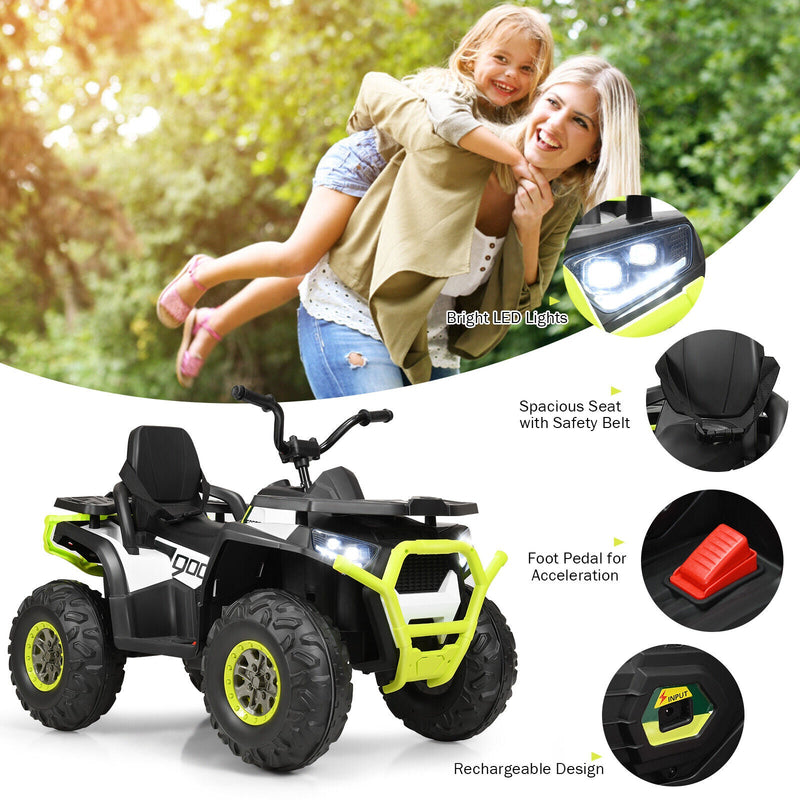 Load image into Gallery viewer, Electric 4-Wheeler ATV Quad for Kids with 2 Speeds, MP3 Player, and LED Lights - White
