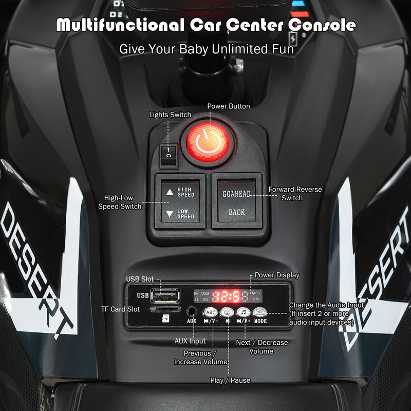 Load image into Gallery viewer, Electric 4-Wheeler ATV Quad for Kids with 2 Speeds, Music, and Lights - Black
