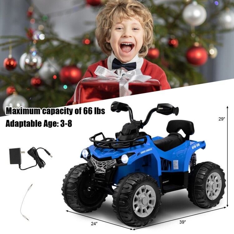 Load image into Gallery viewer, Electric 4-Wheeler ATV Quad for Kids with LED Lights, USB and MP3 Player - Perfect Gift for Boys and Girls (12V)
