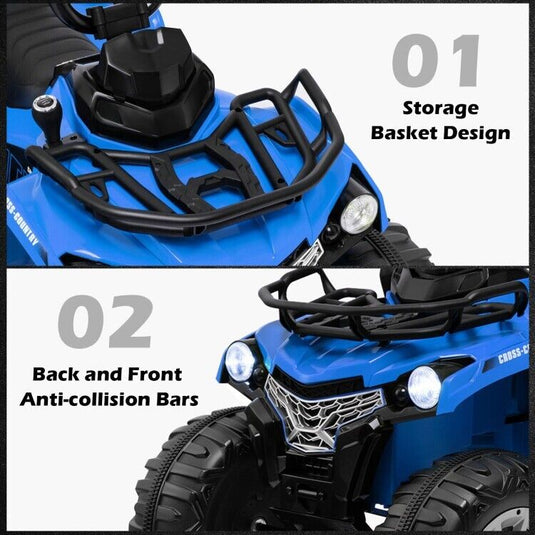 Electric 4-Wheeler ATV Quad for Kids with LED Lights, USB and MP3 Player - Perfect Gift for Boys and Girls (12V)