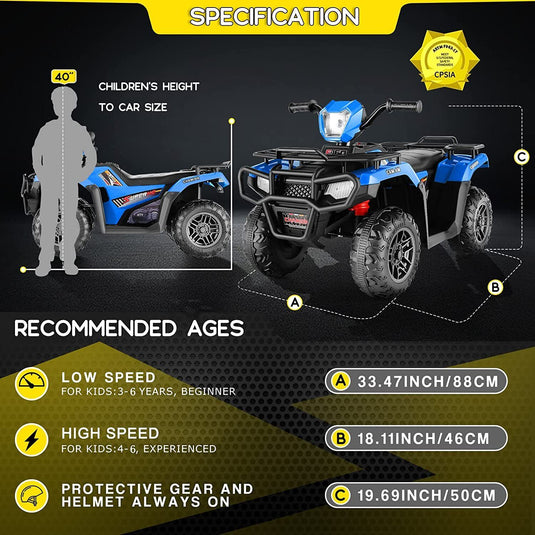 Electric ATV Ride-On Car for Kids Ages 3-7 - 12V 4-Wheel Fun!