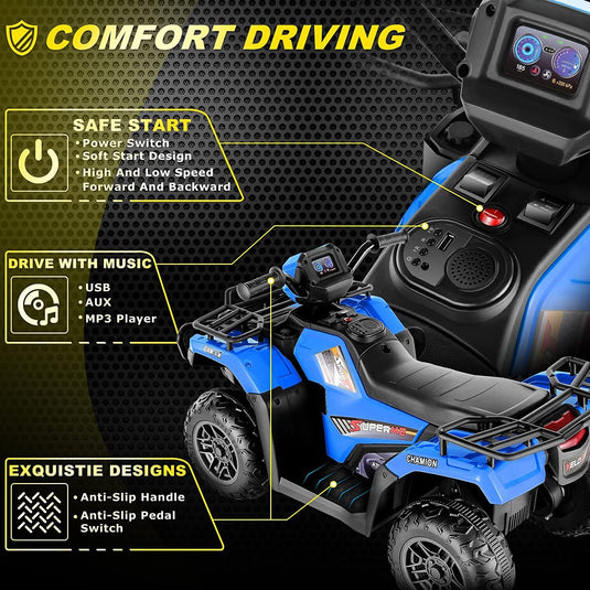 Electric ATV Ride-On Car for Kids Ages 3-7 - 12V 4-Wheel Fun!