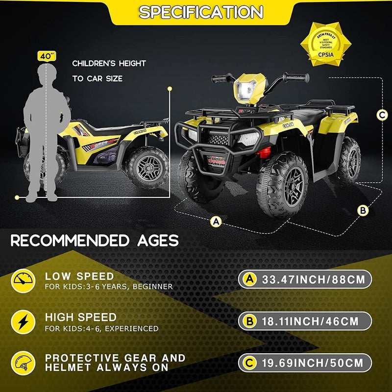 Load image into Gallery viewer, Electric 4-Wheeler ATV Quad for Kids with LED Lights, USB and MP3 Player - Suitable for Boys and Girls Aged 3-8 Years
