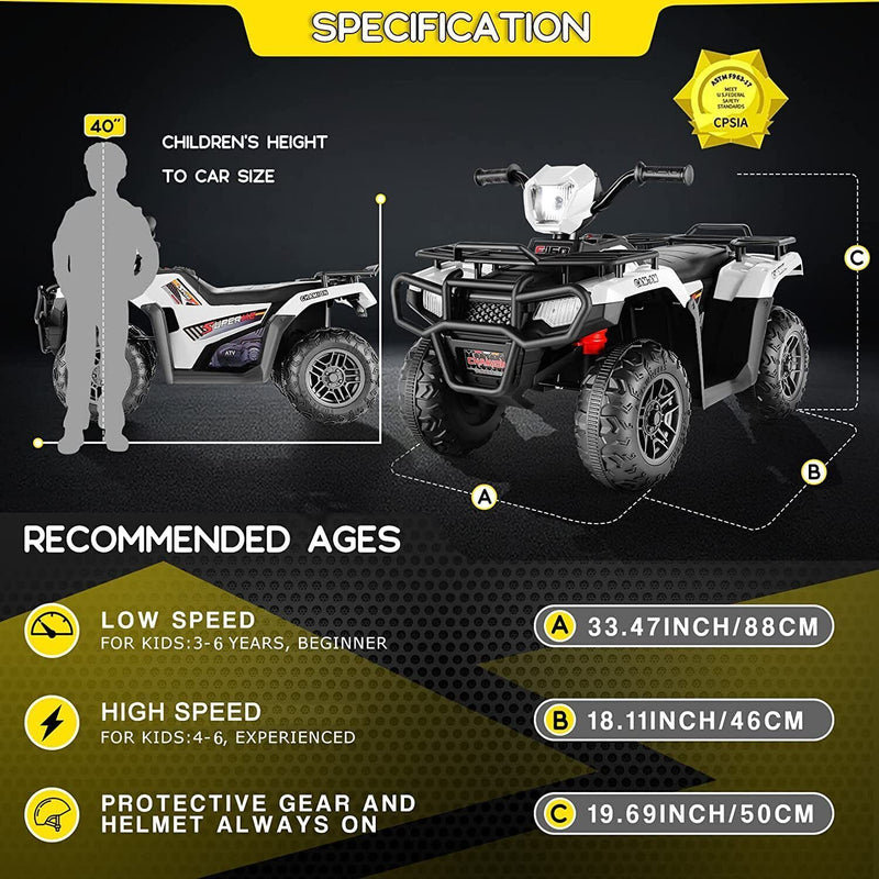 Load image into Gallery viewer, Electric 4-Wheeler ATV Quad for Kids with LED Lights, USB and MP3 Player - Suitable for Boys and Girls Aged 4 and Up
