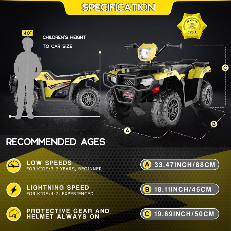 Load image into Gallery viewer, Electric 4-Wheeler ATV Quad for Kids with LED Lights, USB and MP3 Player - Suitable for Boys and Girls Alike!
