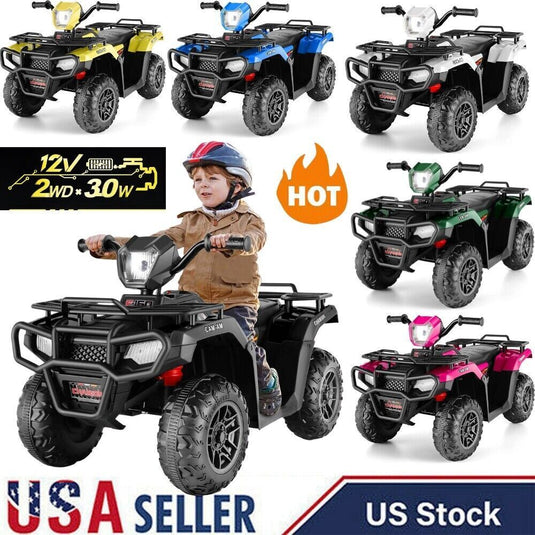 Electric 4-Wheeler ATV Quad for Kids with LED Lights, USB and MP3 Player - Suitable for Girls and Boys