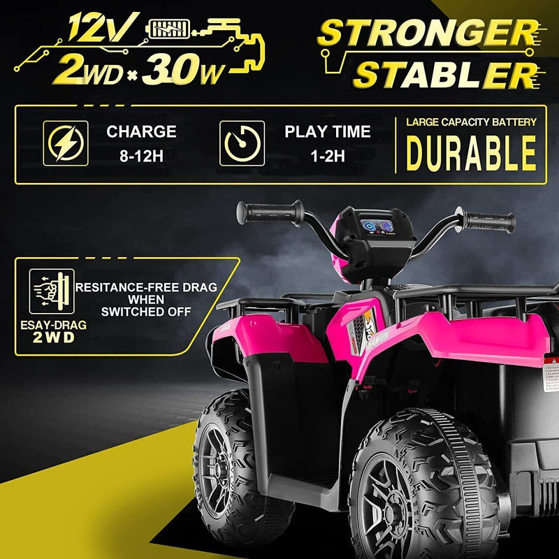 Load image into Gallery viewer, Electric 4-Wheeler ATV Quad for Kids with LED Lights, USB and MP3 Player - Suitable for Girls and Boys Aged 3-7 Years
