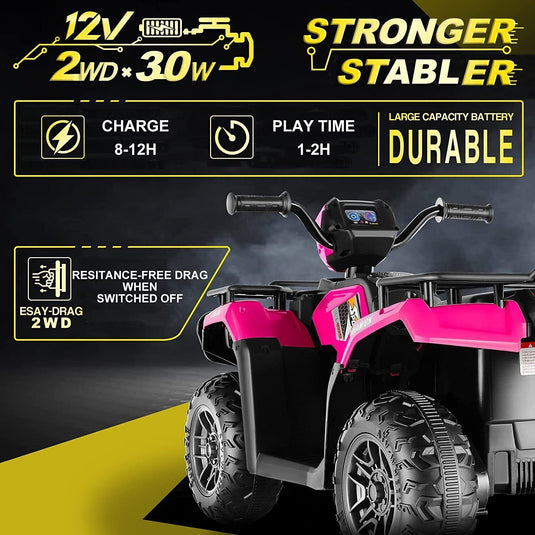 Electric 4-Wheeler ATV Quad for Kids with LED Lights, USB and MP3 Player - Suitable for Girls and Boys Aged 4-6 Years
