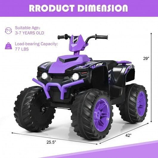 Load image into Gallery viewer, Electric 4-Wheeler ATV Quad Ride On Car for Kids - Purple with LED Light
