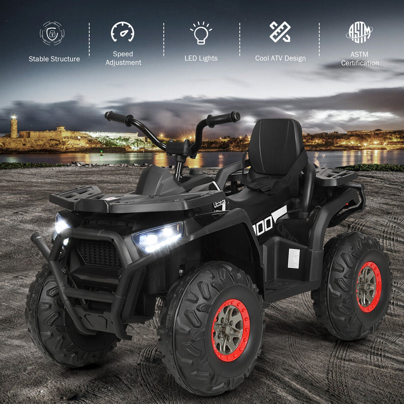 Load image into Gallery viewer, Electric 4-Wheeler ATV Quad Ride On Car for Kids with LED Lights - 12V Black
