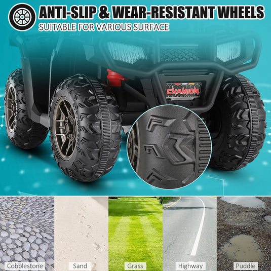 Electric 4-Wheeler ATV Quad Ride-On Car for Kids with LED Lights and MP3 Player - Perfect Gift for Boys and Girls (12V)