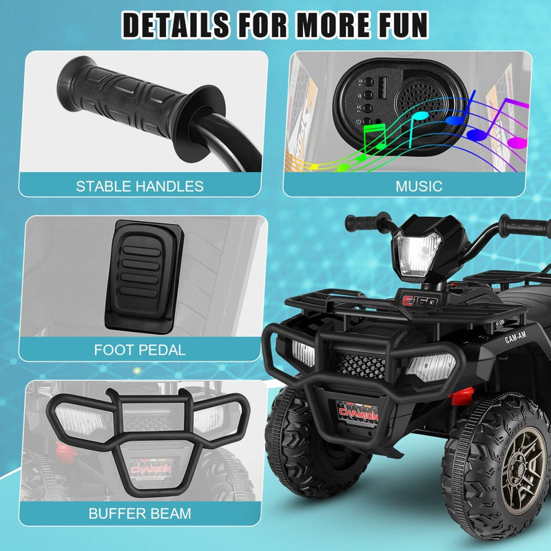 Load image into Gallery viewer, Electric 4-Wheeler ATV Quad Ride-On Car for Kids with LED Lights and MP3 Player - Perfect Gift for Boys and Girls (12V)
