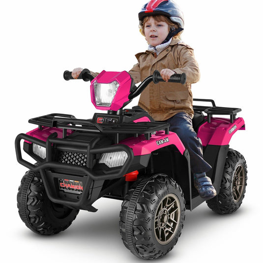 Electric 4-Wheeler ATV Quad Ride-On Car for Kids with LED Lights and MP3 Player - Perfect Gift for Boys and Girls (12V)
