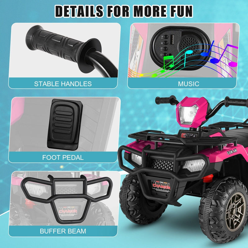 Load image into Gallery viewer, Electric 4-Wheeler ATV Quad Ride-On Car for Kids with LED Lights and MP3 Player - Perfect Gift for Boys and Girls (12V)
