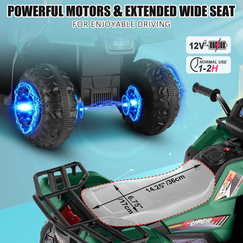 Load image into Gallery viewer, Electric 4-Wheeler ATV Quad Ride-On Car for Kids with LED Lights and MP3 Player - Perfect Gift for Boys and Girls (12V)
