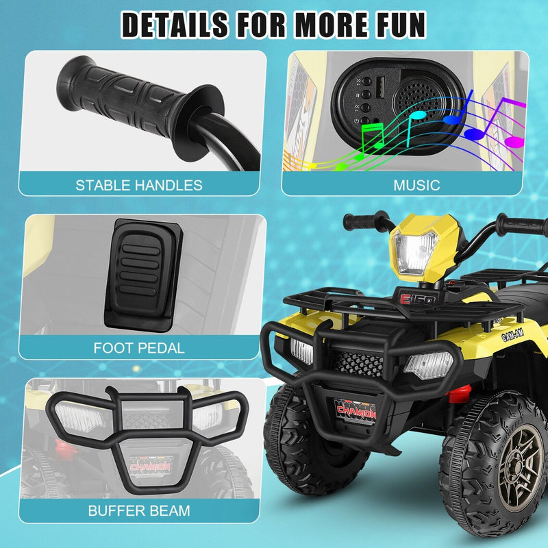 Load image into Gallery viewer, Electric 4-Wheeler ATV Quad Ride-On Car for Kids with LED Lights and MP3 Player - Perfect Gift for Boys and Girls (12V)

