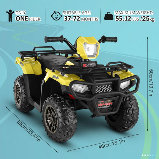 Electric 4-Wheeler ATV Quad Ride-On Car for Kids with LED Lights and MP3 Player - Perfect Gift for Boys and Girls (12V)