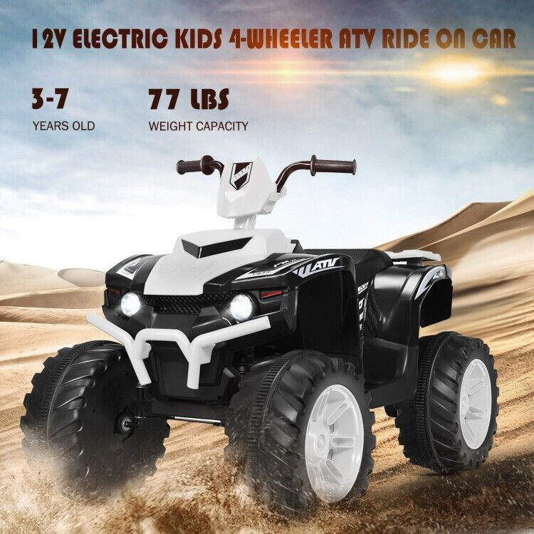 Load image into Gallery viewer, Electric 4-Wheeler ATV Quad Ride On Car for Kids with LED Lights and Music - White
