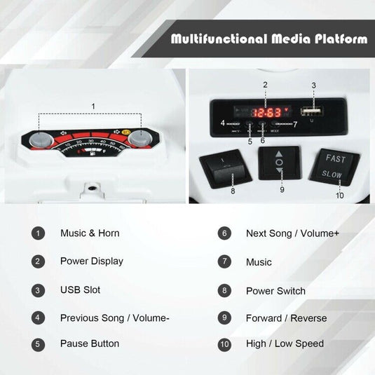 Electric 4-Wheeler ATV Quad Ride On Car for Kids with LED Lights and Music - White