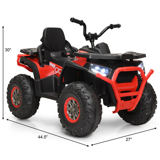 Electric 4-Wheeler ATV Quad Ride On Car for Kids with LED Lights - Red, 12V
