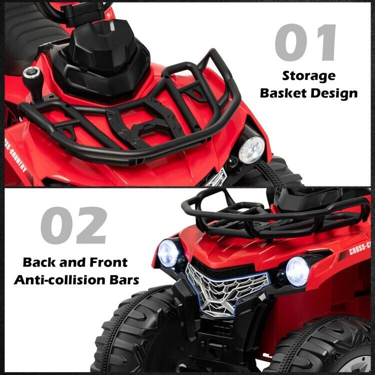 Load image into Gallery viewer, Electric 4-Wheeler Quad Car for Kids with MP3 and Headlights - Red
