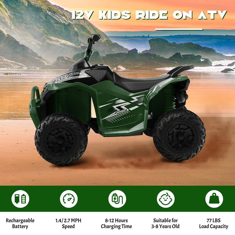 Load image into Gallery viewer, Electric 4 Wheeler Quad Car for Kids with MP3 Player and Lights - 12V Battery Powered ATV Ride-On

