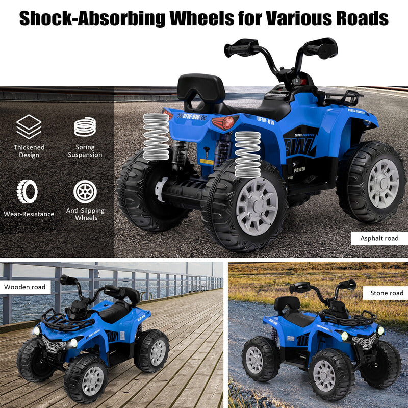 Load image into Gallery viewer, Electric 4-Wheeler Quad for Kids with 2 Speeds, Mp3 Player, and Headlights - Blue
