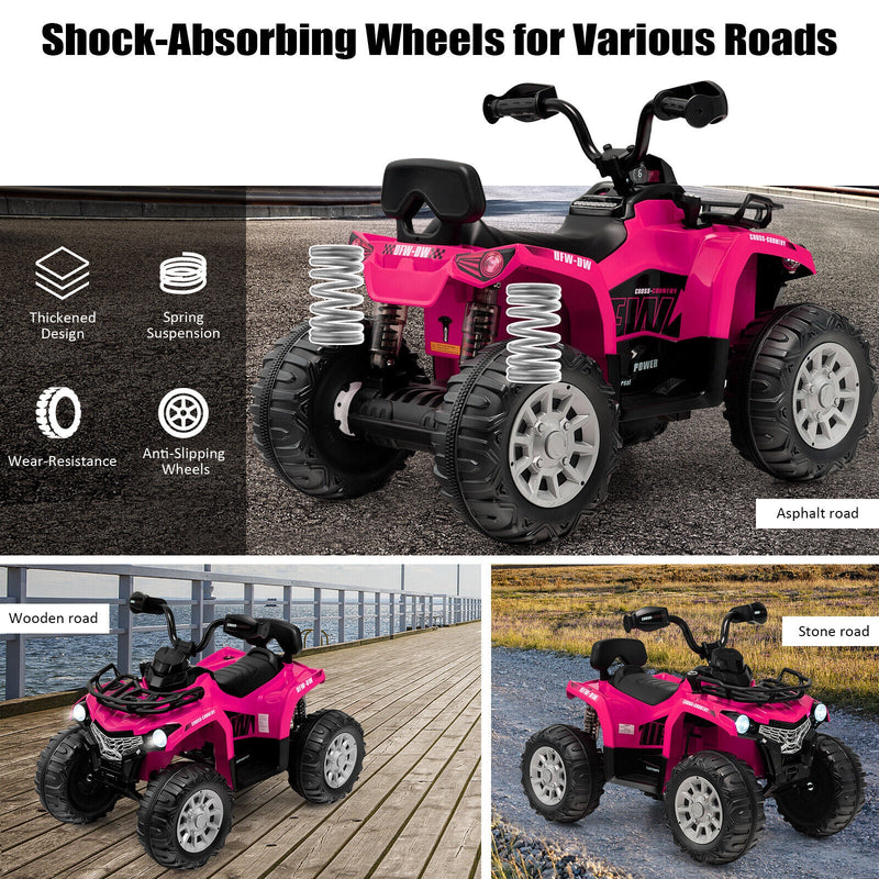 Load image into Gallery viewer, Electric 4-Wheeler Quad for Kids with 2 Speeds, Mp3 Player, and Headlights - Pink

