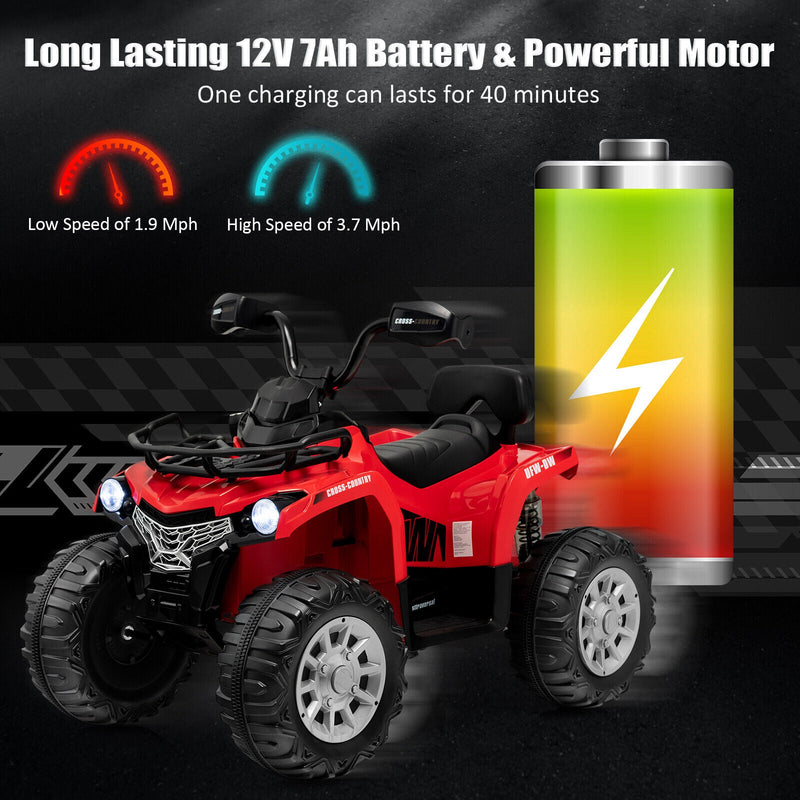 Load image into Gallery viewer, Electric 4-Wheeler Quad for Kids with 2 Speeds, MP3 Player, and Headlights - Red

