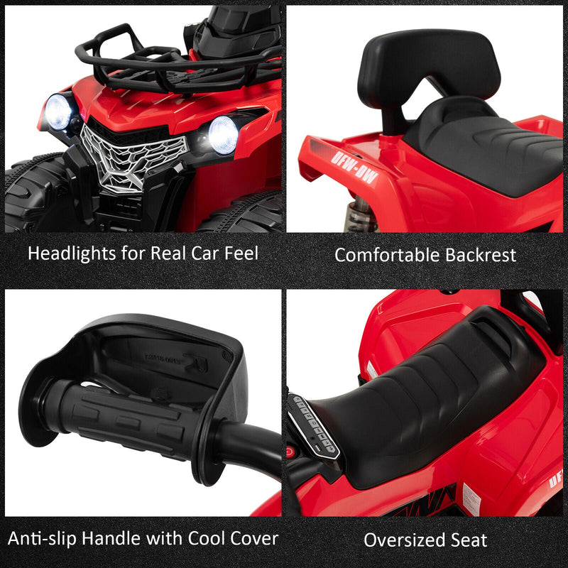 Load image into Gallery viewer, Electric 4-Wheeler Quad for Kids with 2 Speeds, MP3 Player, and Headlights - Red
