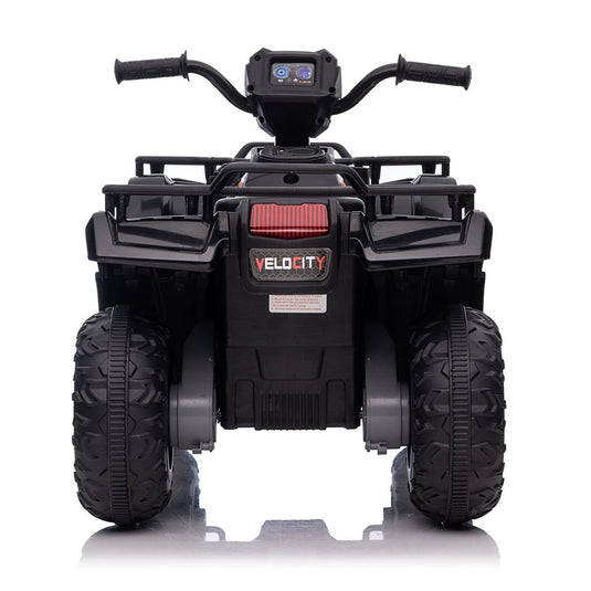 Electric 4-Wheeler Quad for Kids with MP3 & Headlights - 2 Speeds, 12V, Black