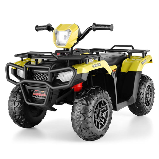 Electric 4-Wheeler Quad for Kids with MP3 & Headlights - 2 Speeds, 12V, Yellow