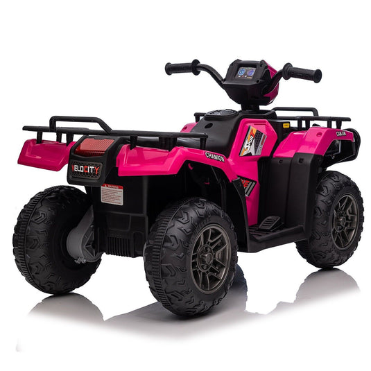 Electric 4-Wheeler Quad for Kids with MP3 and Headlights - 2 Speeds, Pink