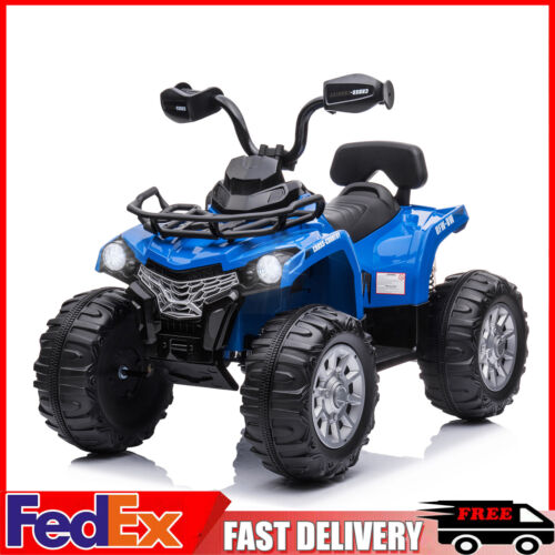 Electric 4-Wheeler Quad for Kids with Music and LED Lights - 12V Blue ATV Ride On