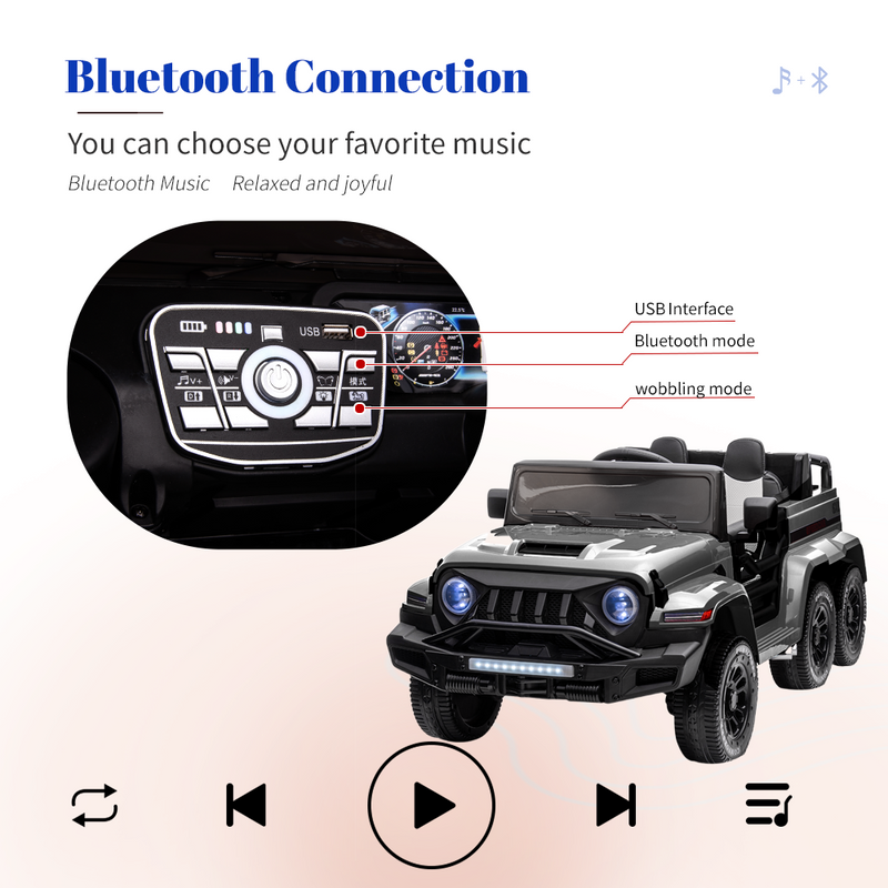 Load image into Gallery viewer, Electric 6-Wheel 24V Kids Ride On Car Truck with MP3, USB, LED Lights, and Remote Control
