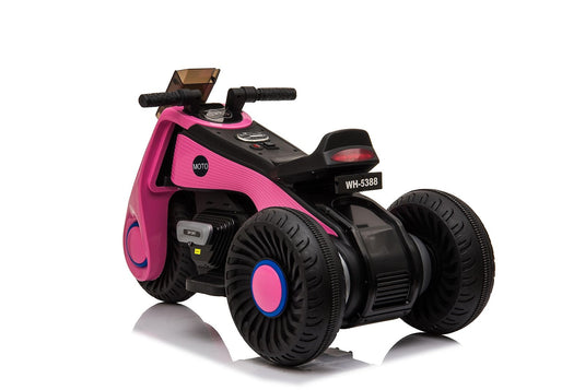 Electric 6V Pink Motorcycle Toy with 3 Big Wheels for Kids