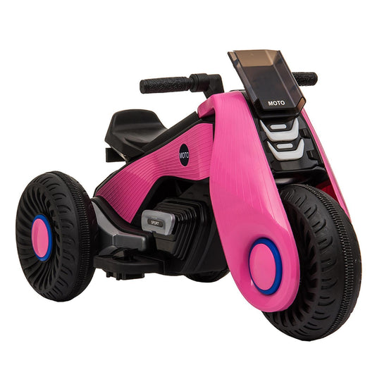 Electric 6V Pink Motorcycle Toy with 3 Big Wheels for Kids
