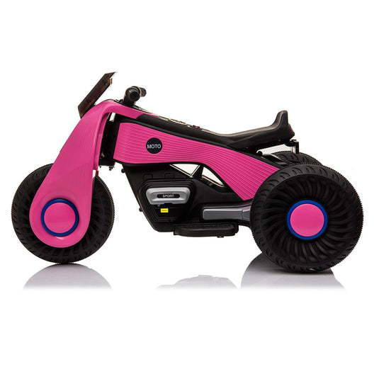 Electric 6V Pink Motorcycle Toy with 3 Big Wheels for Kids
