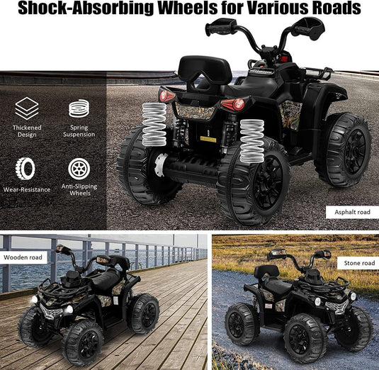 Electric ATV 4-Wheeler Quad Car Toy for Kids - 12V, 2 Speeds, Headlights, MP3 Compatible