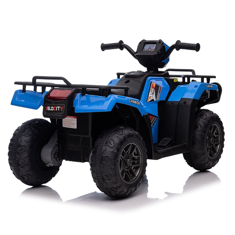 Load image into Gallery viewer, Electric 4-Wheeler Quad for Kids with MP3 &amp; Headlights - 2 Speeds, 12V, Blue
